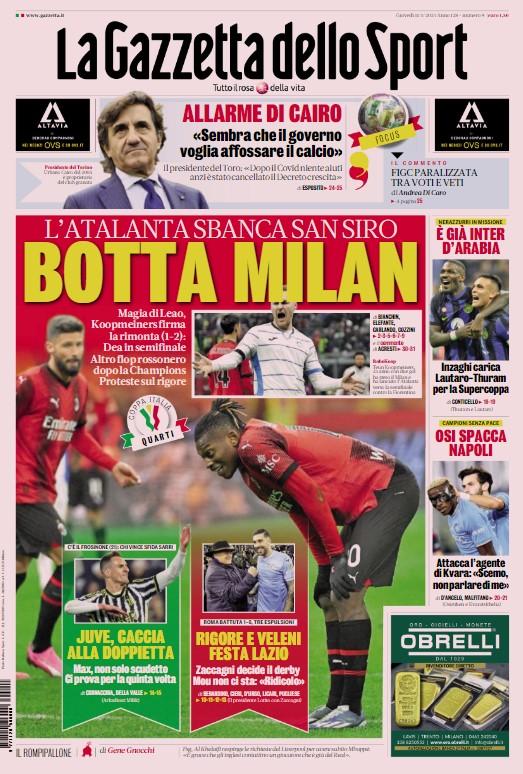 Le Prime Pagine Sportive Nazionali – 11 gennaio 32 gaz