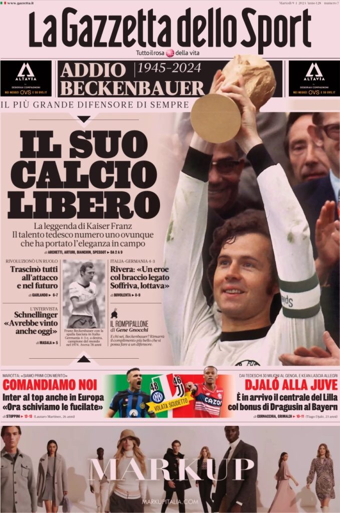Le Prime Pagine Sportive Nazionali – 9 gennaio 32 la gazzetta dello sport 050807847