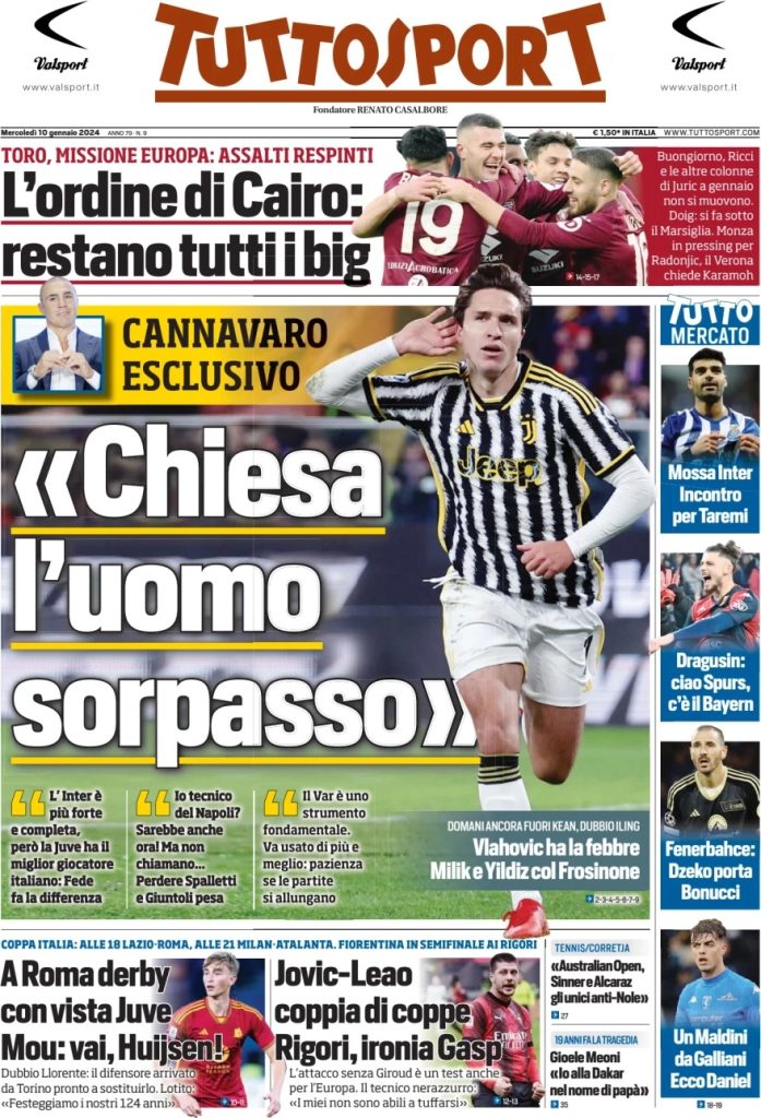 Le Prime Pagine Sportive Nazionali – 10 gennaio 34 tuttosport 020805585