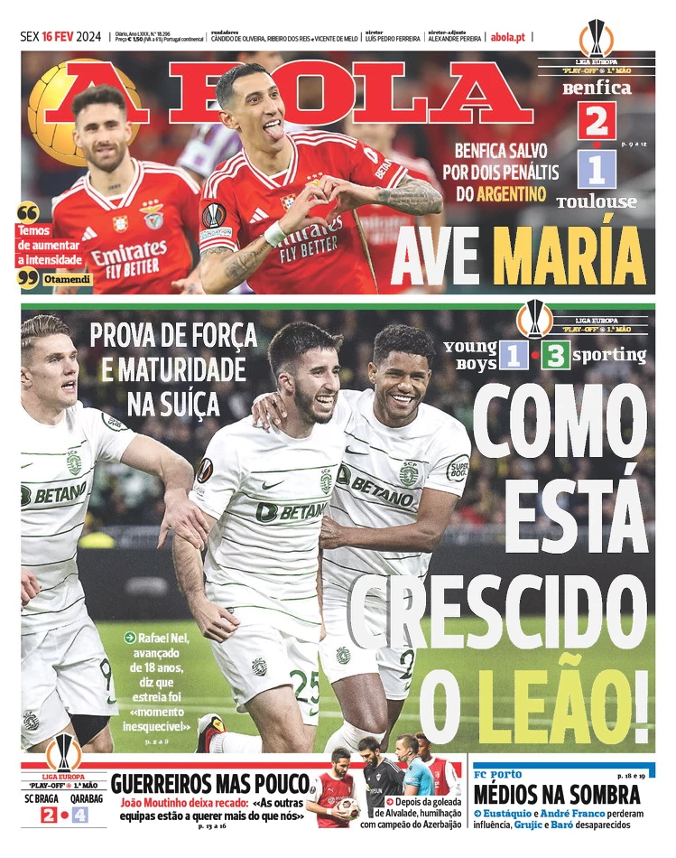 Di Maria salva il Benfica in Europa League e i quotidiani lo esaltano 32 A Bola