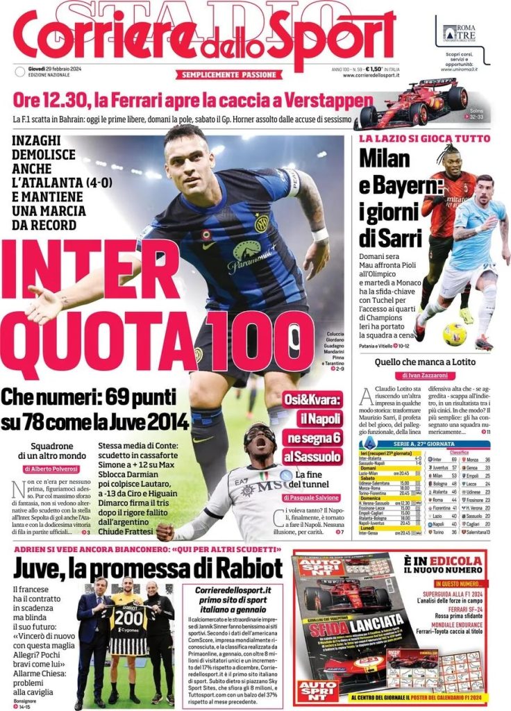 Le Prime Pagine Sportive Nazionali – 29 febbraio 33 corriere dello sport b1bc9d711f487098aabb4d7fb04d30f7 big