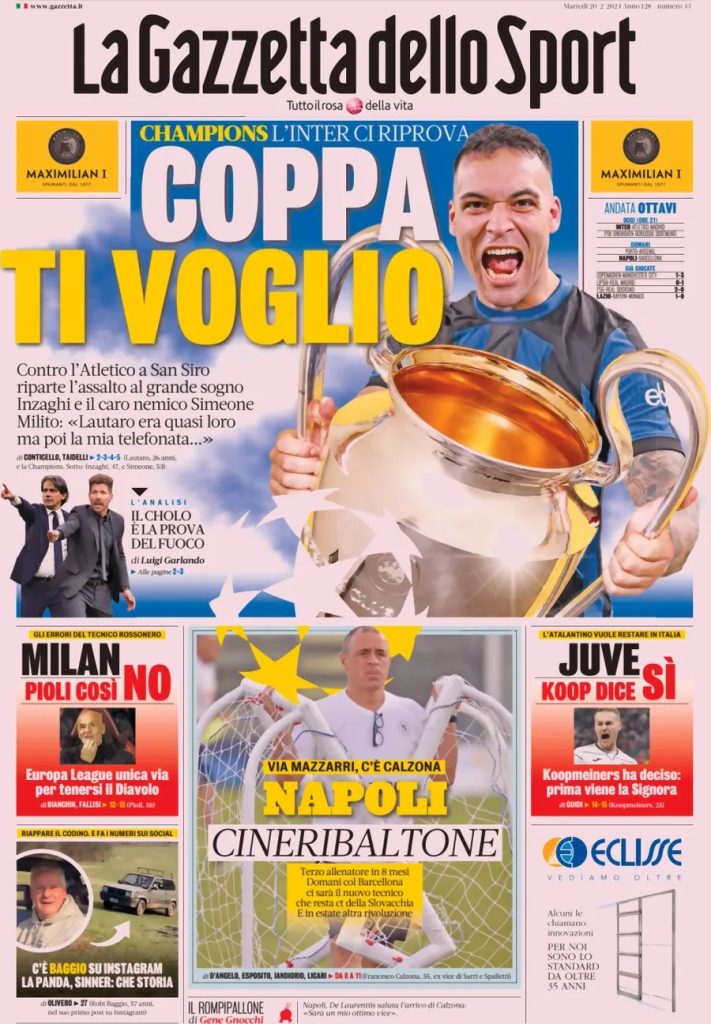 Le Prime Pagine Sportive Nazionali – 20 febbraio 32 la gazzetta dello sport 18d58cd5d362ddf1c6170badd502b1a9 big