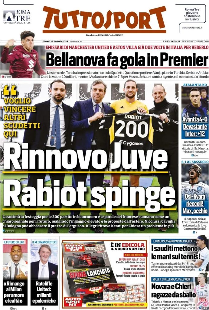 Le Prime Pagine Sportive Nazionali – 29 febbraio 34 tuttosport 313907ea6a096d03fbfde494e435822a big