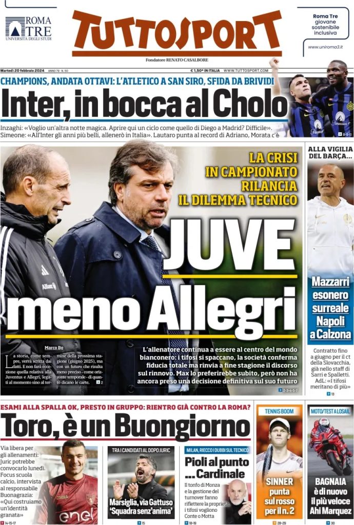 Le Prime Pagine Sportive Nazionali – 20 febbraio 34 tuttosport 9f2246762c7eaf002048d829ee35631e big