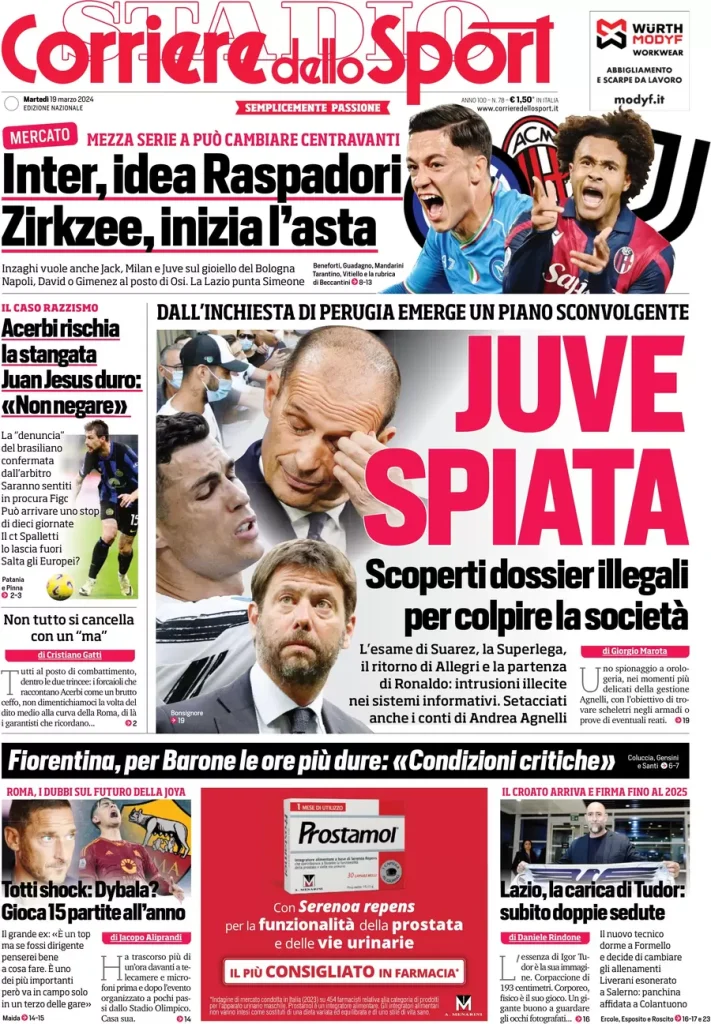 Le Prime Pagine Sportive Nazionali – 19 marzo 31 Corriere Sport 14