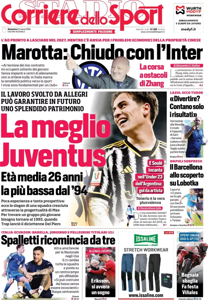 Le Prime Pagine Sportive Nazionali – 24 marzo 32 Corriere Sport 17