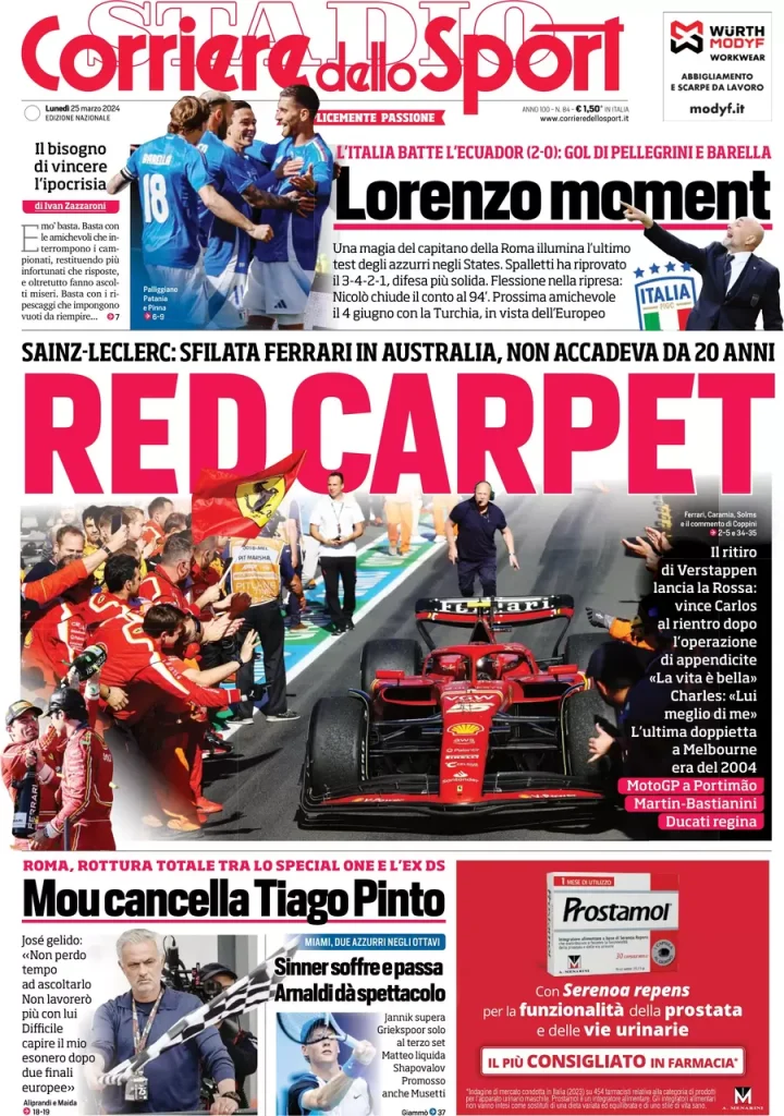 Le Prime Pagine Sportive Nazionali – 25 marzo 31 Corriere Sport 18