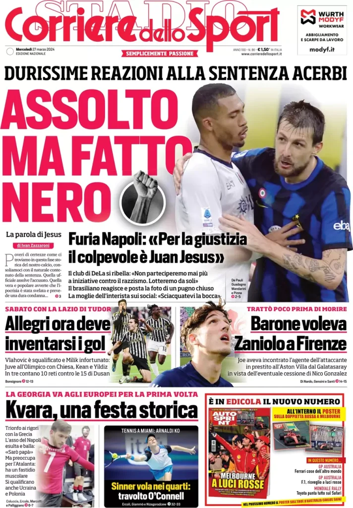 Le Prime Pagine Sportive Nazionali – 27 marzo 32 Corriere Sport 19