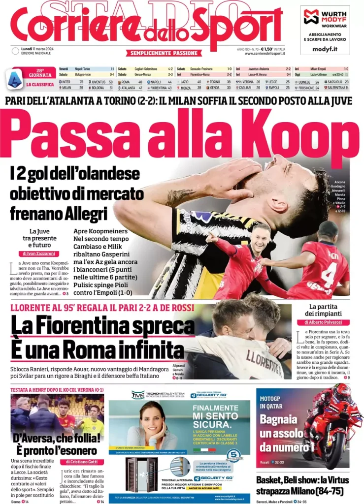 Le Prime Pagine Sportive Nazionali – 11 marzo 33 Corriere Sport 8