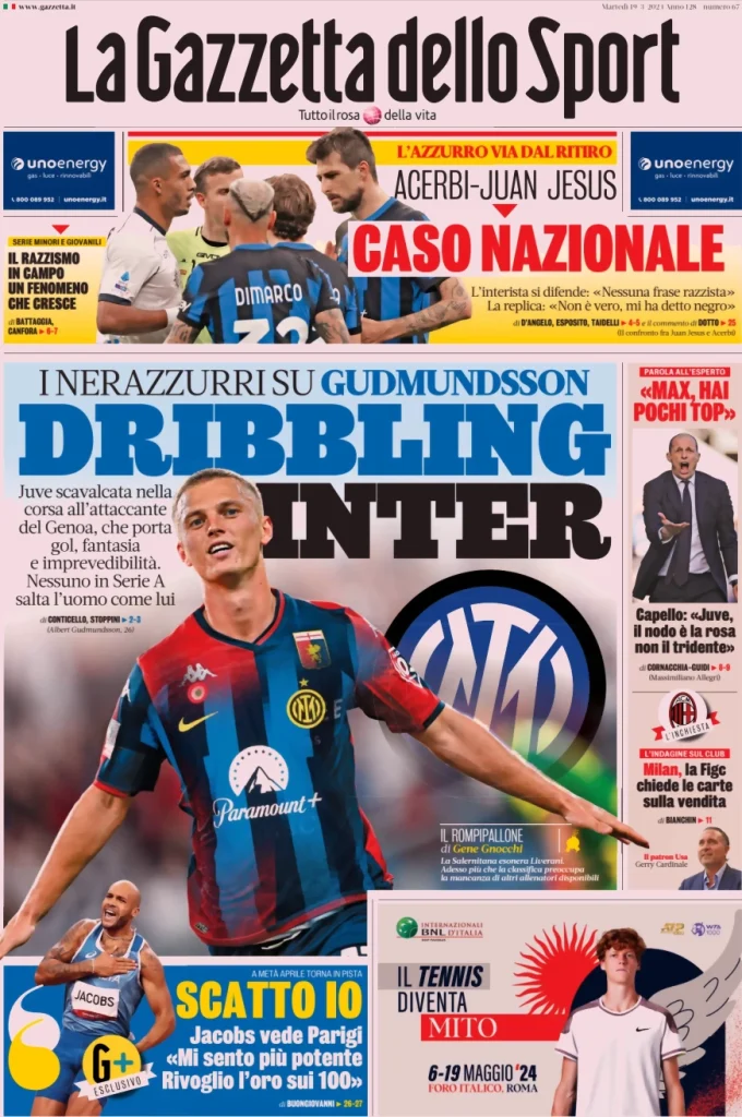 Le Prime Pagine Sportive Nazionali – 19 marzo 30 Gazzetta dello Sport 14