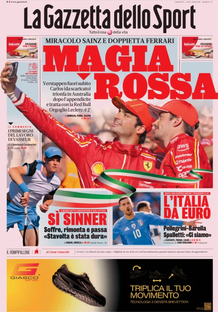 Le Prime Pagine Sportive Nazionali – 25 marzo 30 Gazzetta dello Sport 18