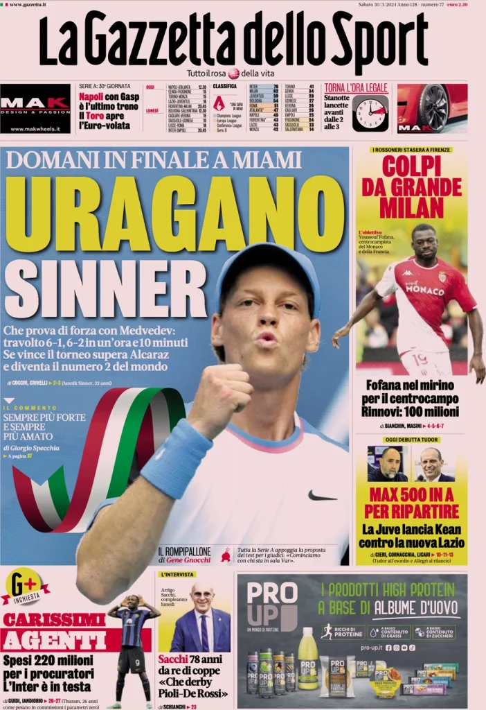 Le Prime Pagine Sportive Nazionali – 30 marzo 34 Gazzetta dello Sport 21