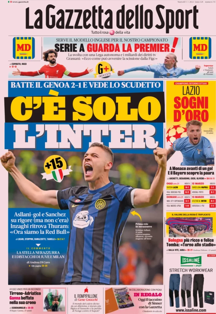 Le Prime Pagine Sportive Nazionali – 5 marzo 32 Gazzetta dello Sport 3