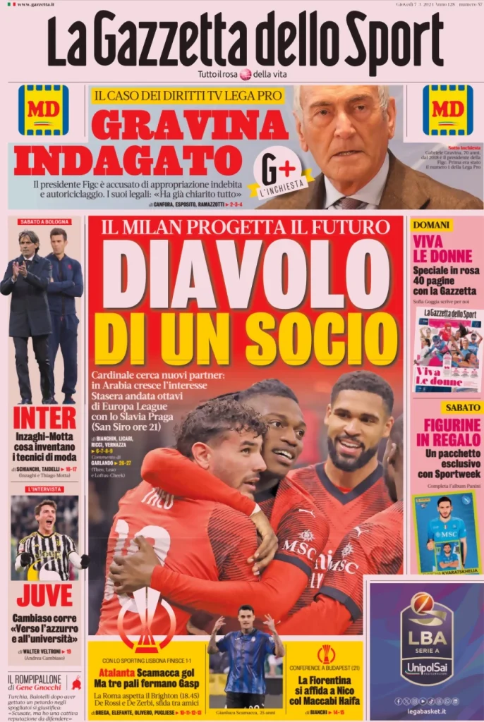 Le Prime Pagine Sportive Nazionali – 7 marzo 32 Gazzetta dello Sport 4