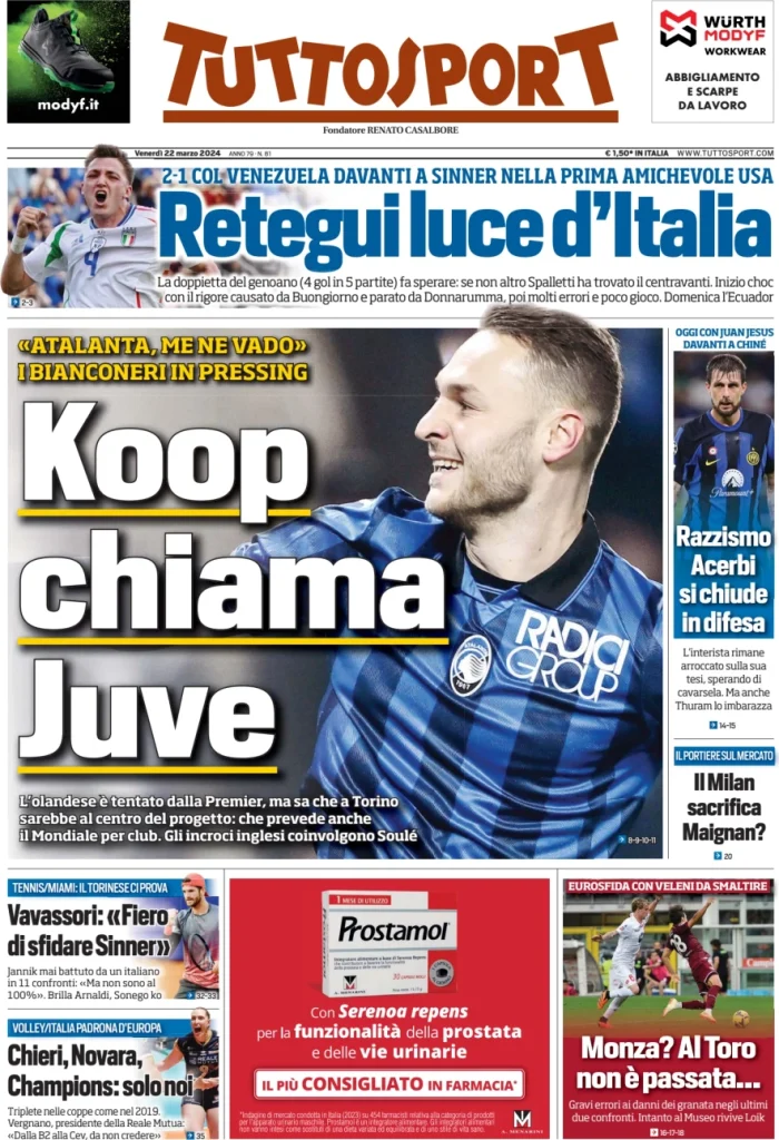 Le Prime Pagine Sportive Nazionali – 22 marzo 31 Tuttosport 14