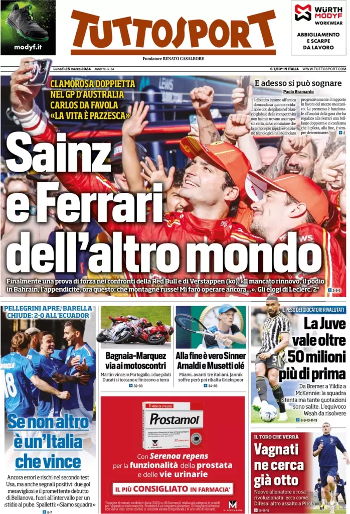 Le Prime Pagine Sportive Nazionali – 25 marzo 32 Tuttosport 17