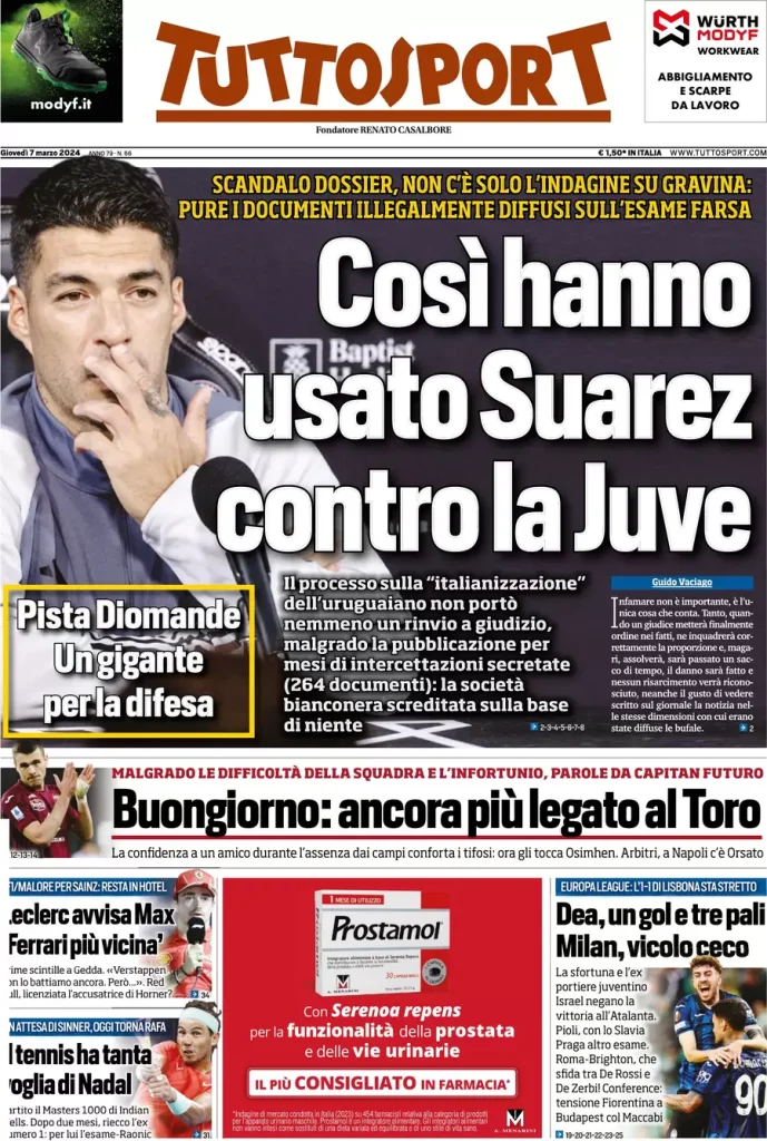 Le Prime Pagine Sportive Nazionali – 7 marzo 34 Tuttosport 4