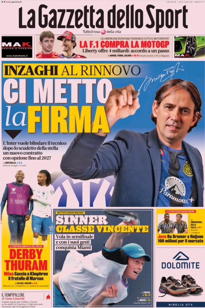 Le Prime Pagine Sportive Nazionali – 28 marzo 32 la gazzetta dello sport 487f045a4ebed7bf65ceeaaef81bf2eb big