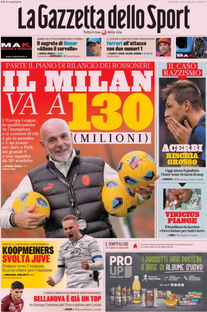Le Prime Pagine Sportive Nazionali – 26 marzo 31 la gazzetta dello sport 83b97be5d0d39c6bb4c60cd68a2d91cf big