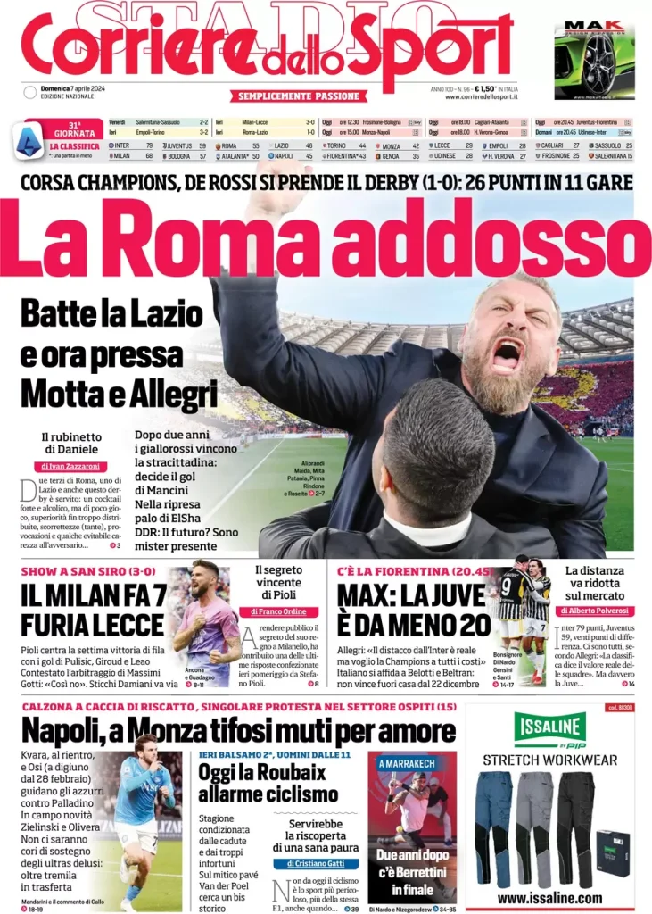 Le prime pagine sportive nazionali – 7 aprile 33 Corriere Sport 3