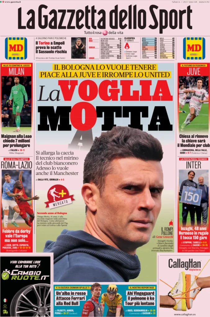Le prime pagine sportive nazionali – 6 aprile 32 Gazzetta dello Sport 2