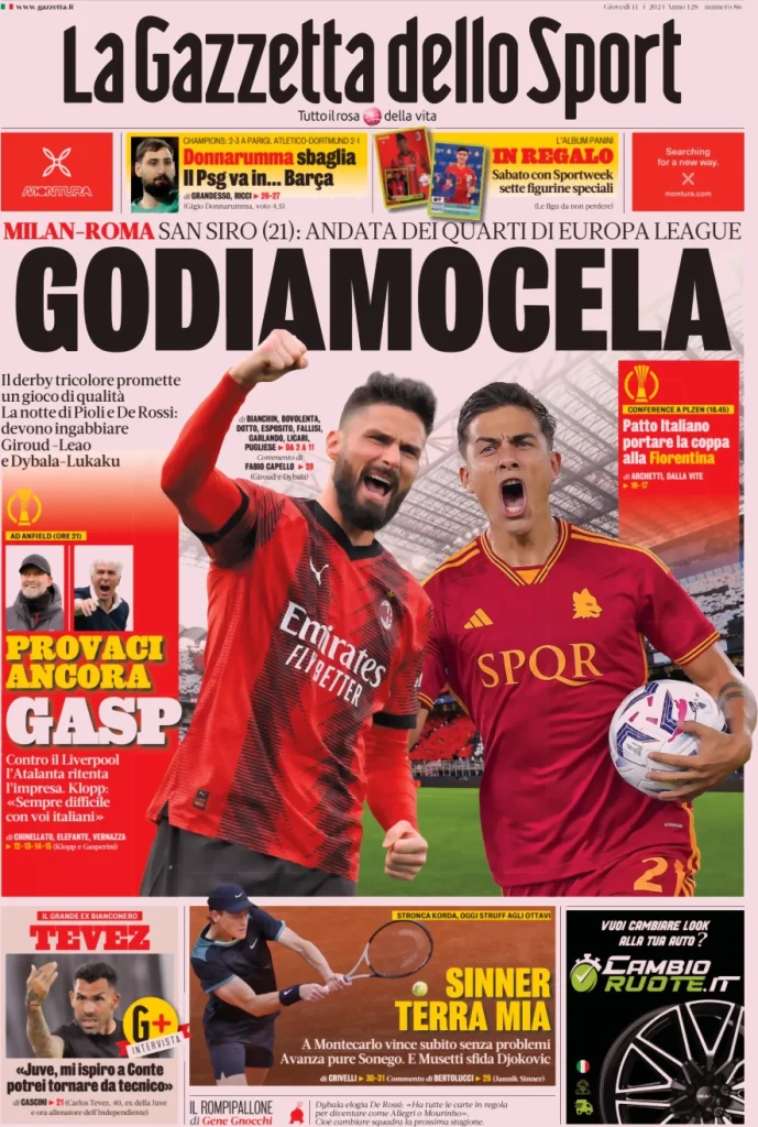 Le prime pagine sportive nazionali – 11 aprile 31 Gazzetta dello Sport 5