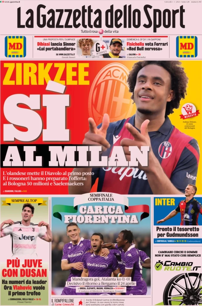 Le prime pagine sportive nazionali – 4 aprile 32 Gazzetta dello Sport