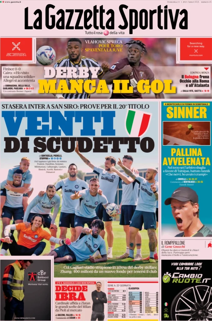 Le prime pagine sportive nazionali – 14 aprile 32 Gazzetta dello Sport 8