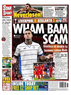 Liverpool Atalanta, i quotidiani inglesi contro 'l'orrore' dei Reds 33 Star Sport 1