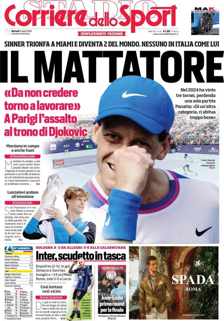 Le prime pagine sportive nazionali – 2 aprile 33 corriere dello sport cf1f1f059d033b98f04d69ffcc1ba7b8 big