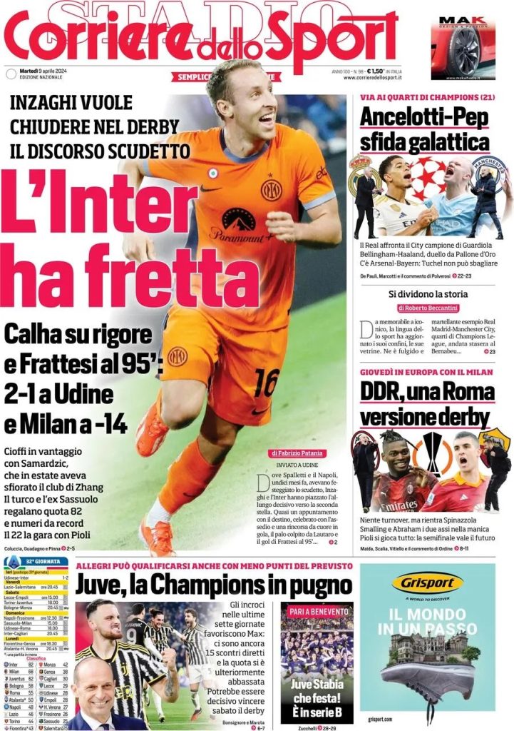 Le prime pagine sportive nazionali – 9 aprile 33 corriere dello sport df8e3e1e8c0a0abd3fc80d89811efff5 big