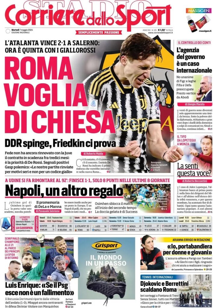 Le prime pagine sportive nazionali – 7 maggio 31 corriere dello sport 2e465ff7997f759adda4f759c75ce745 big