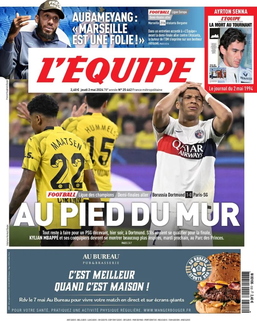 Borussia Dortmund PSG, L'Equipe boccia Mbappé e compagni: FERMI ai piedi del muro giallo 32 l equipe fd7351b6d80aa9b93ee1ca16e4b414d0 big