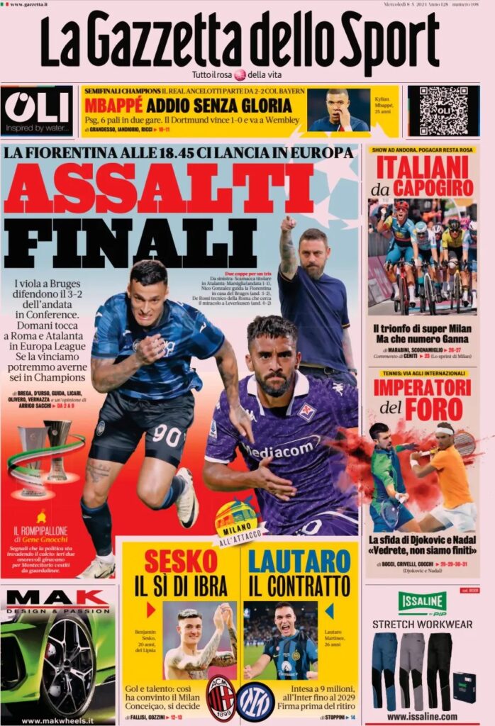Le prime pagine sportive nazionali – 8 maggio 30 la gazzetta dello sport c63a2bc875ad8b2191a902985a16666e big