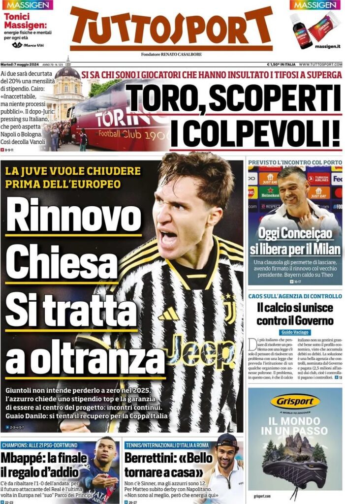 Le prime pagine sportive nazionali – 7 maggio 32 tuttosport 860d9373f786224caddd7320da536cca big