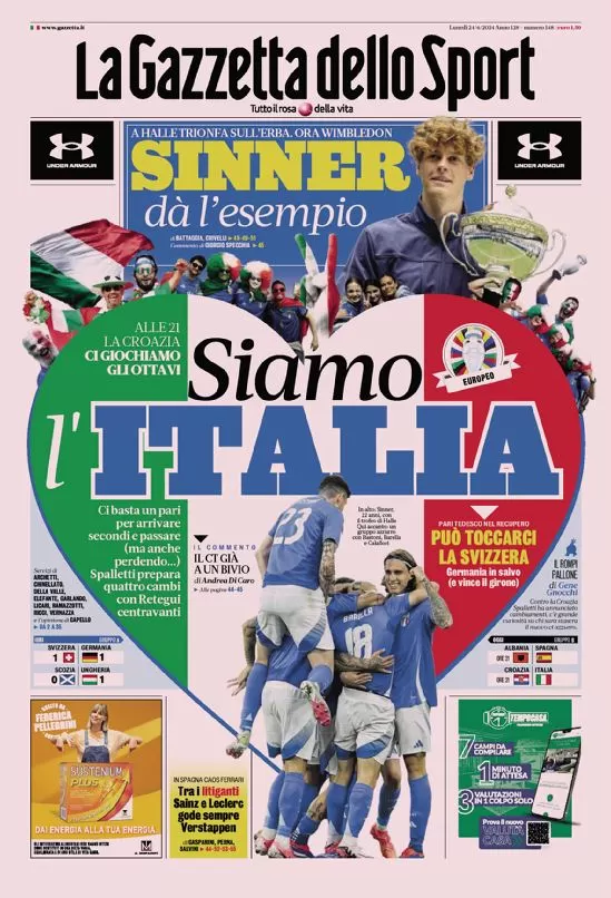 Le prime pagine sportive nazionali – 24 giugno 34 la gazzetta dello sport 010022813