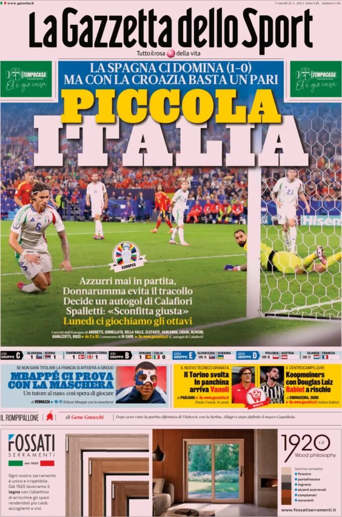 Le prime pagine sportive nazionali – 21 giugno 32 la gazzetta dello sport a16ba0168715b16798a138c310c1960f big