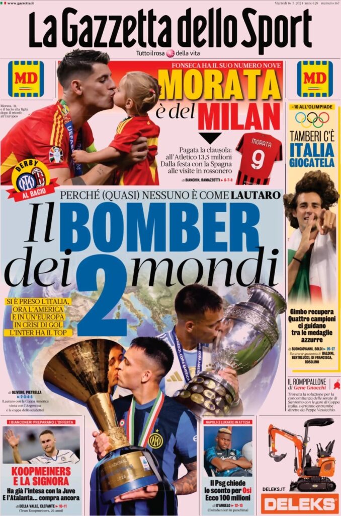 Le prime pagine sportive nazionali – 16 luglio 32 la gazzetta dello sport 051203548