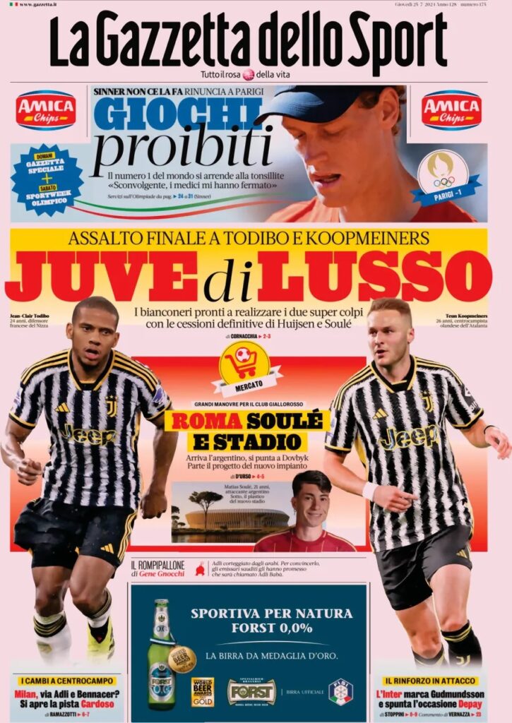 Le prime pagine sportive nazionali – 25 luglio 32 la gazzetta dello sport 702c5f3c26b12d16e7792ee3c19d43dc big