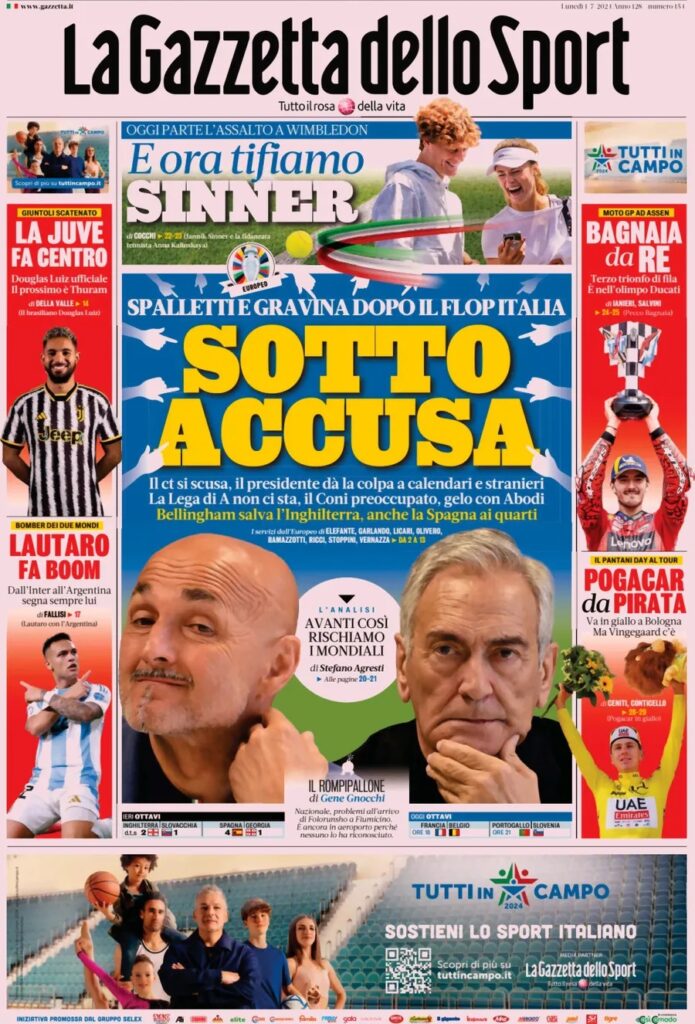 Le prime pagine sportive nazionali – 1 luglio 32 la gazzetta dello sport fd8444d32deb43e9f542280dfcd532fa big