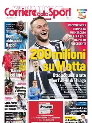 Le prime pagine sportive nazionali – 28 agosto 33 corriere dello sport 021213700