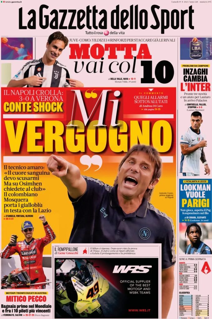 Le prime pagine sportive nazionali – 19 agosto 32 la gazzetta dello sport