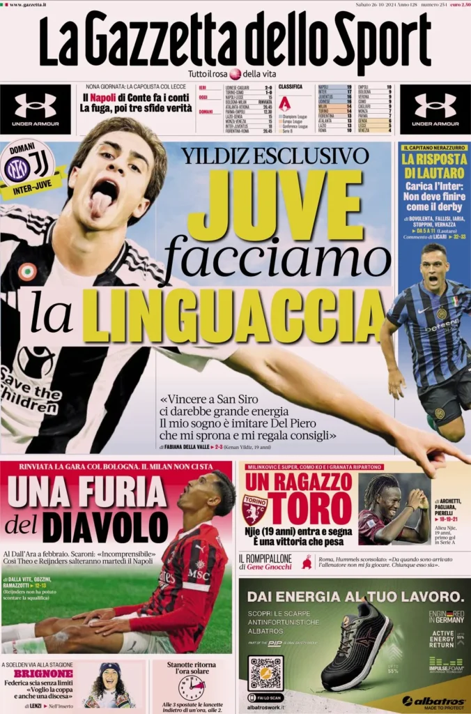 Le prime pagine sportive nazionali – 26 ottobre 32 la gazzetta dello sport 060444290