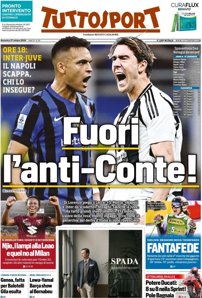 Le prime pagine sportive nazionali – 27 ottobre 32 tuttosport 021206470