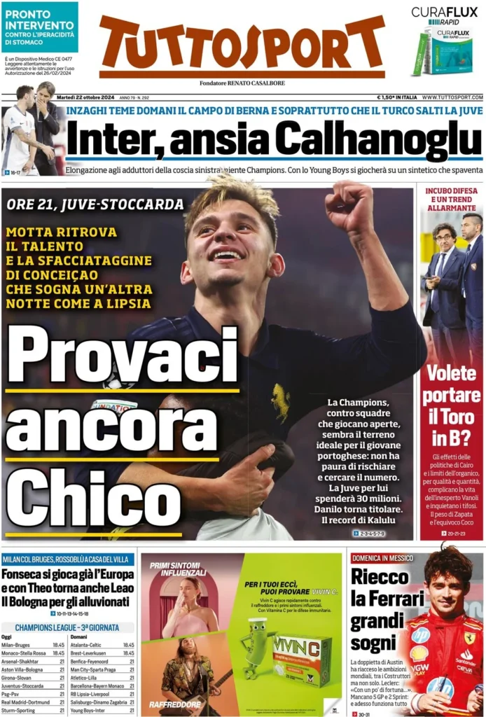 Le prime pagine sportive nazionali – 22 ottobre 34 tuttosport 021207016