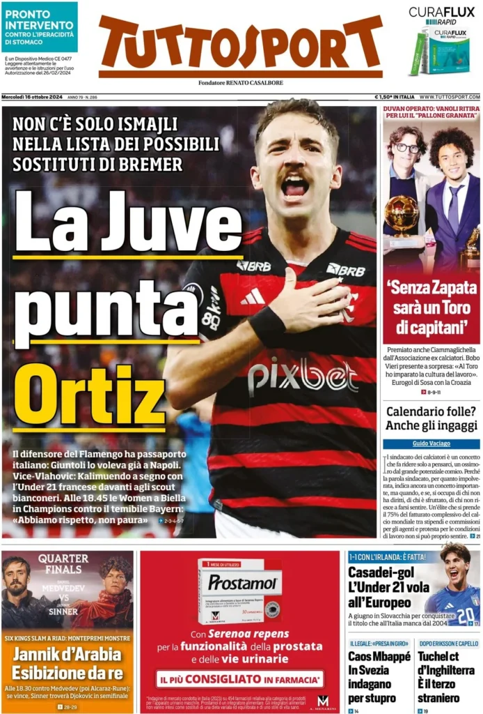 Le prime pagine sportive nazionali – 16 ottobre 33 tuttosport 021207352