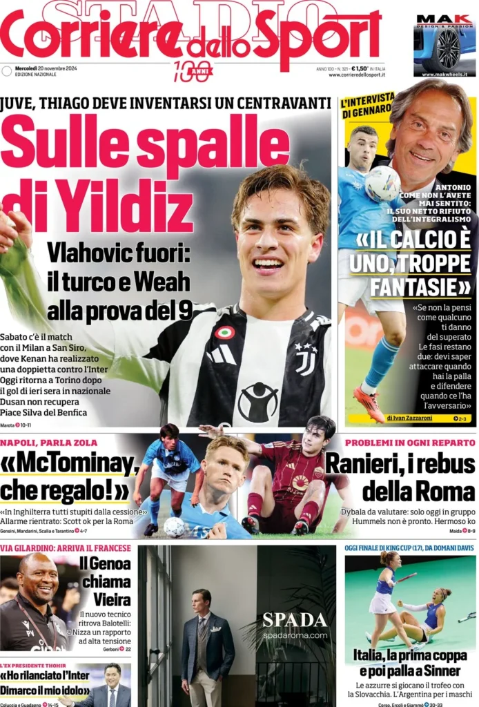 Le prime pagine sportive nazionali – 20 novembre 32 corriere dello sport 071531871