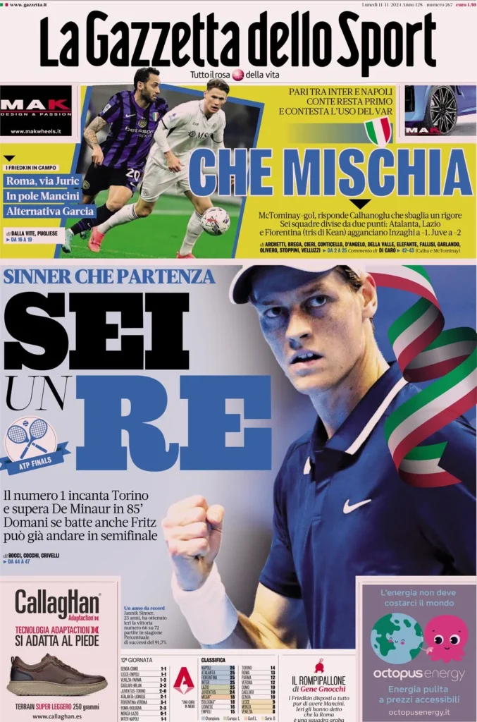 Le prime pagine sportive nazionali – 11 novembre 32 la gazzetta dello sport 053810628