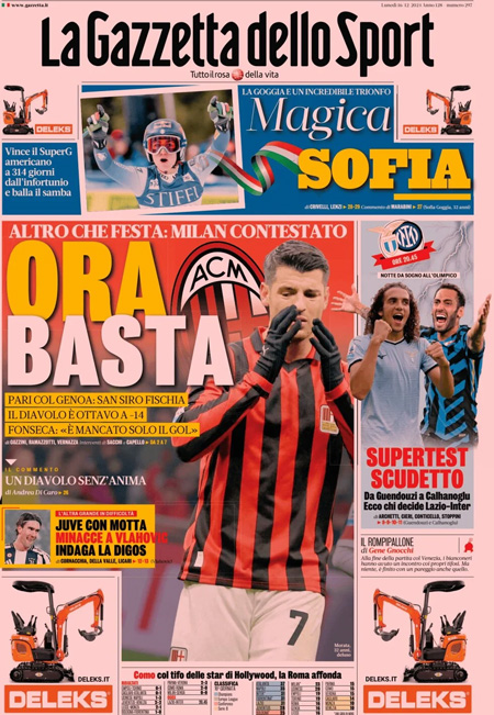 Le prime pagine sportive nazionali – 16 dicembre 32 1734328731 58 la gazzetta dello sport