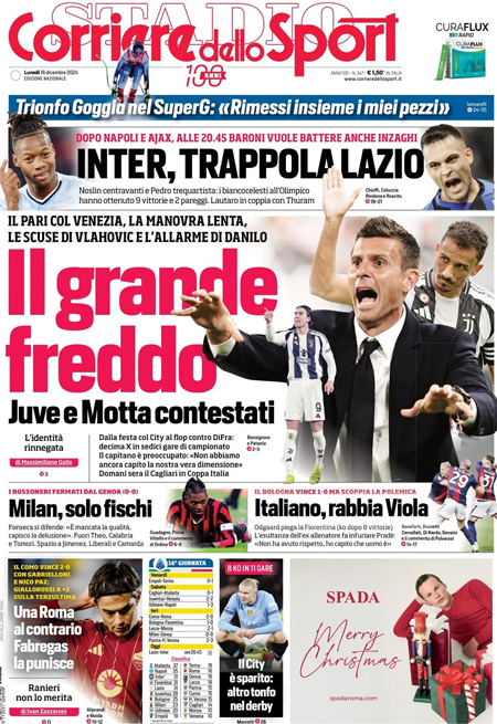 Le prime pagine sportive nazionali – 16 dicembre 33 1734328733 59 corriere dello sport